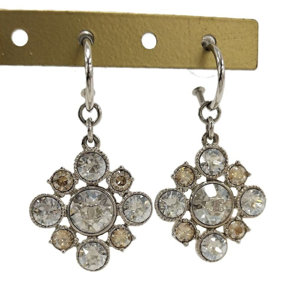 Chanel Earrings Line Stone CC Logo