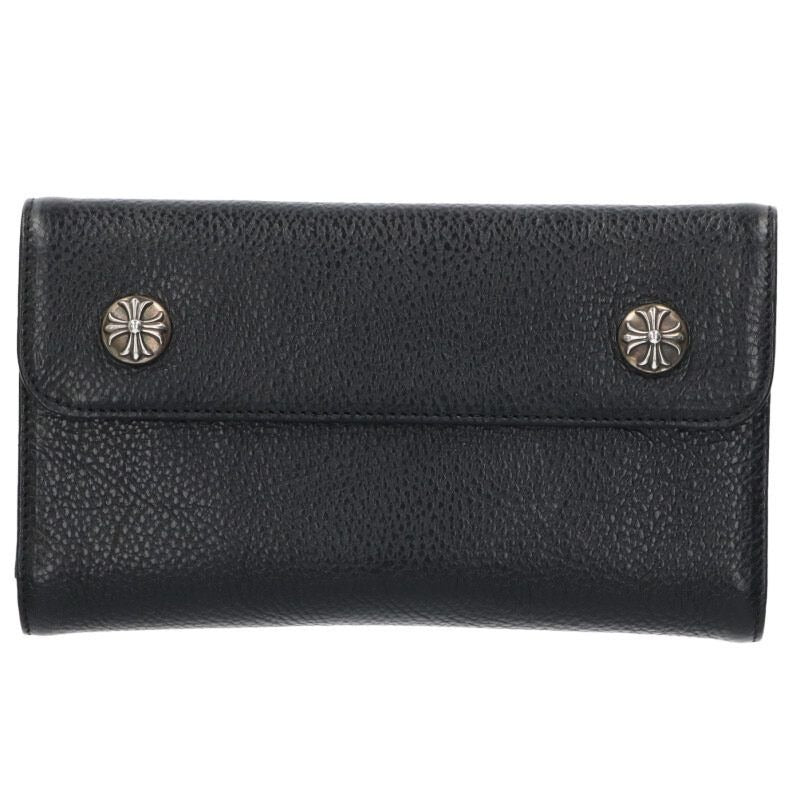 Chrome Hearts Wave Cross Ball Button Leather Wallet