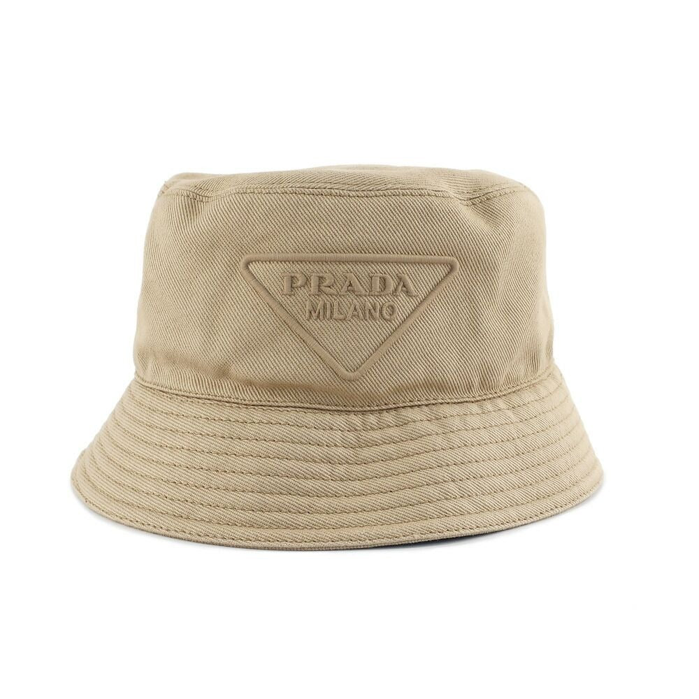 Prada Bucket Hat Logo Embroidery XL Beige