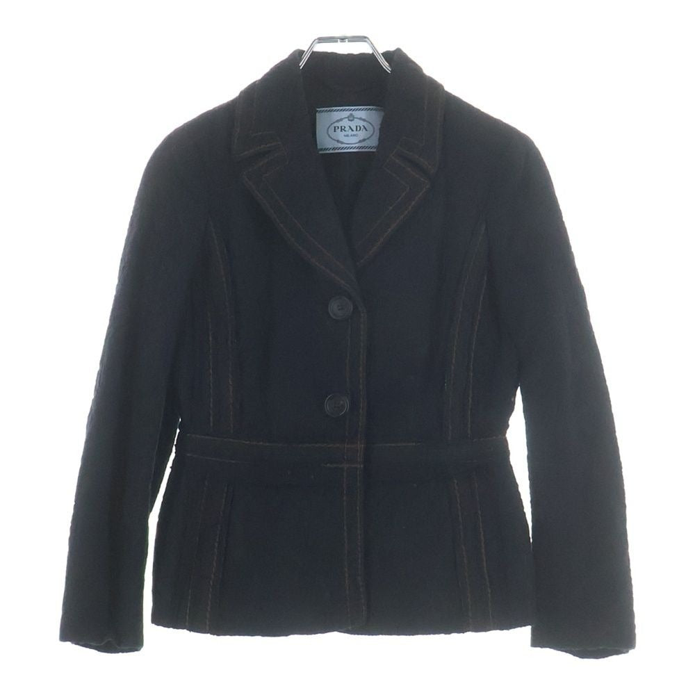 Prada Wild Stitch Flower Jacquard Tweed Jacket Black