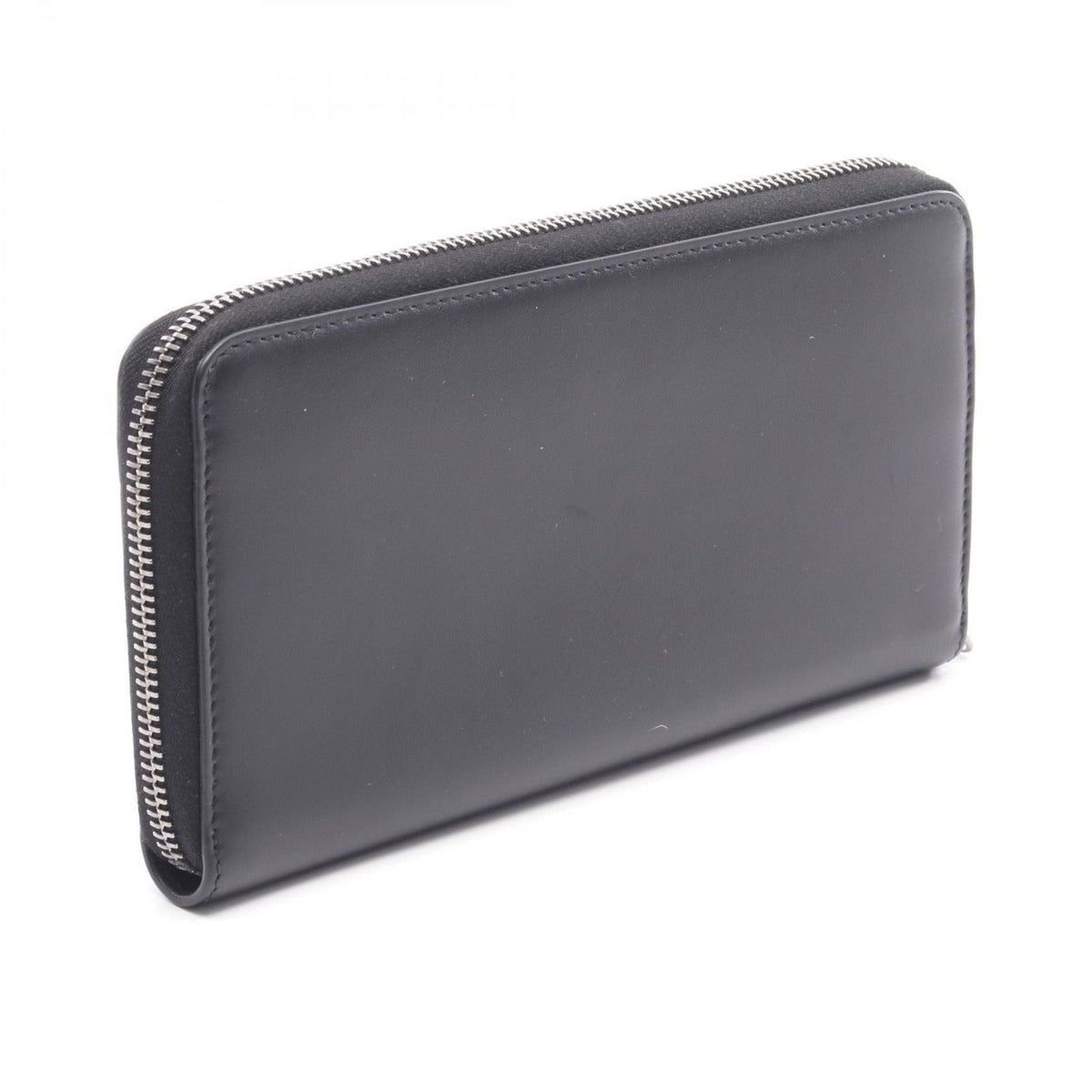 Dior Round Long Wallet Logo Black Gray Leather — view 2