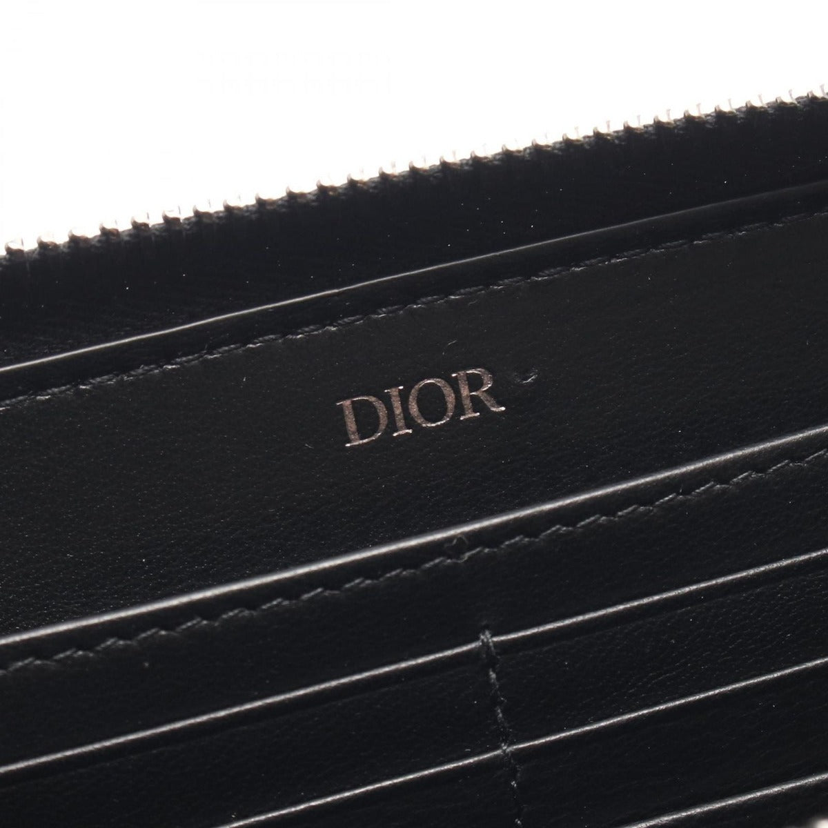 Dior Round Long Wallet Logo Black Gray Leather — view 4