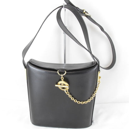 Celine Circle Logo Shoulder Bag Vintage Black Gold Leather High