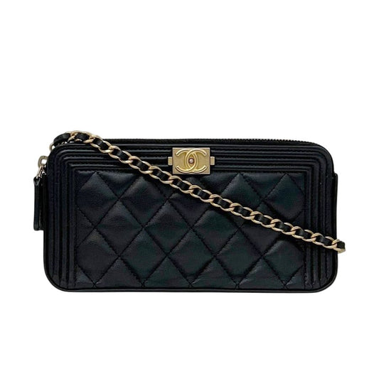 Chanel Shoulder Wallet Black Boy
