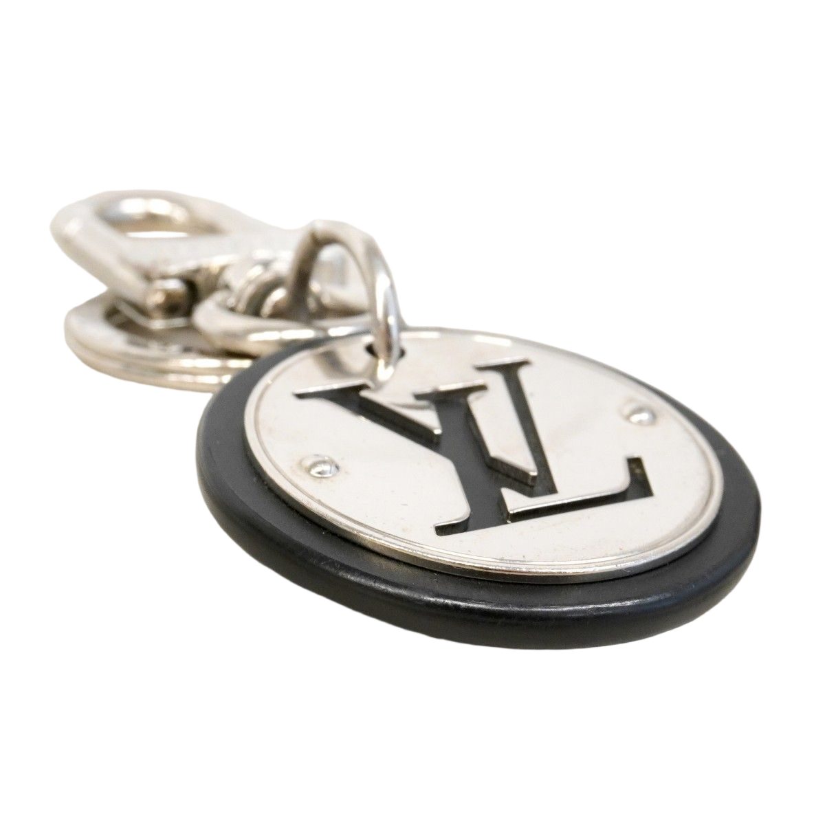 Louis Vuitton Key Holder Charm LV Circle Black Silver — view 2