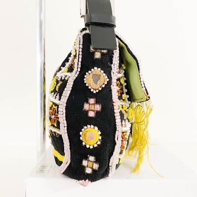 Fendi Mamma Baguette Beaded Fringe Shoulder Bag Bucket Hand Bag FF