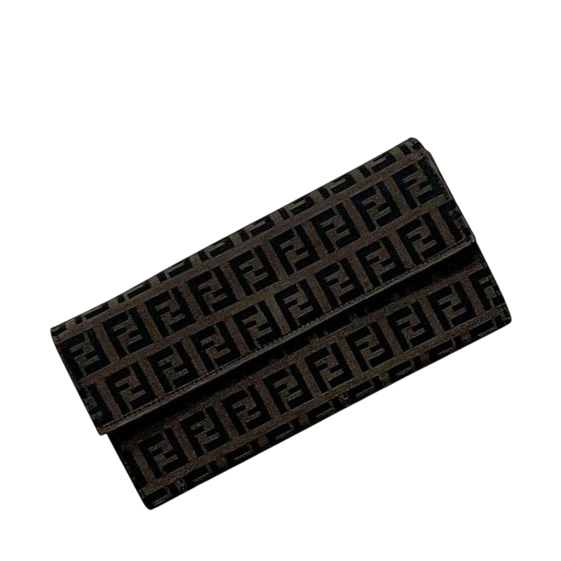 Fendi Foldable Long Wallet Brown Zucchino 8m0025 Wallet