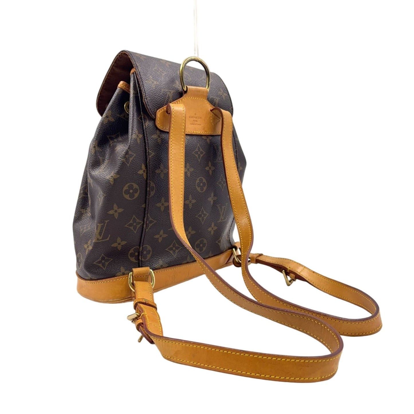 Louis Vuitton Montsouris MM Monogram Leather Brown Light Backpack Gold — view 2