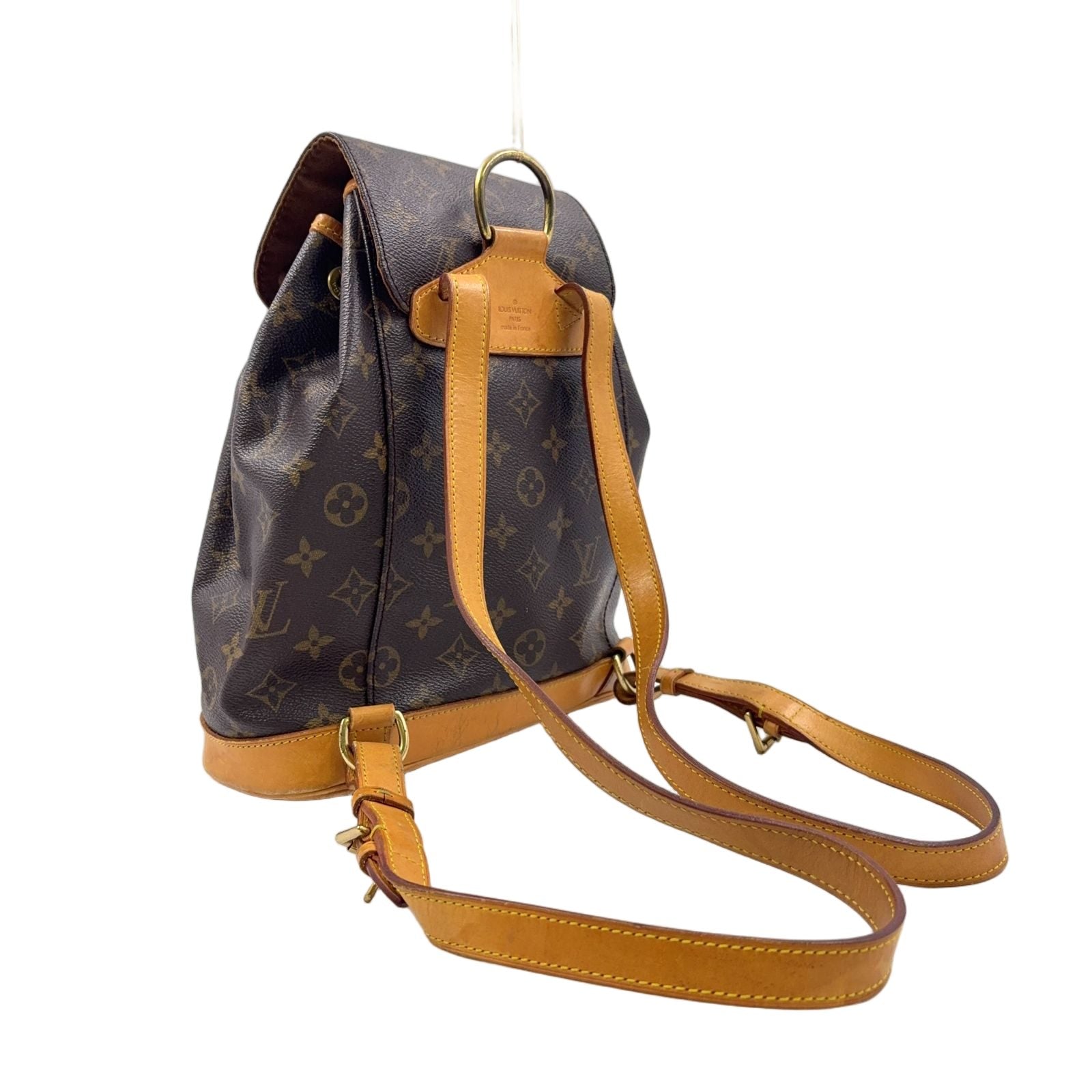 Louis Vuitton Montsouris MM Monogram Leather Brown Light Backpack Gold — view 2