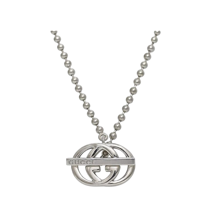 Gucci Necklace Silver Interlocking Polished Ag