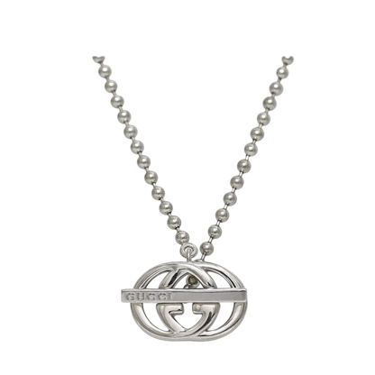 Gucci Necklace Silver Interlocking Polished Ag