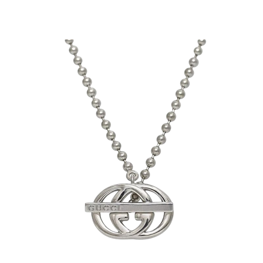 Gucci Necklace Silver Interlocking Polished Ag