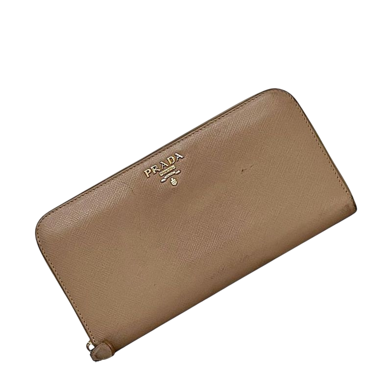 Prada Round Zipper Long Wallet Pink Beige Cammeo 1ml506