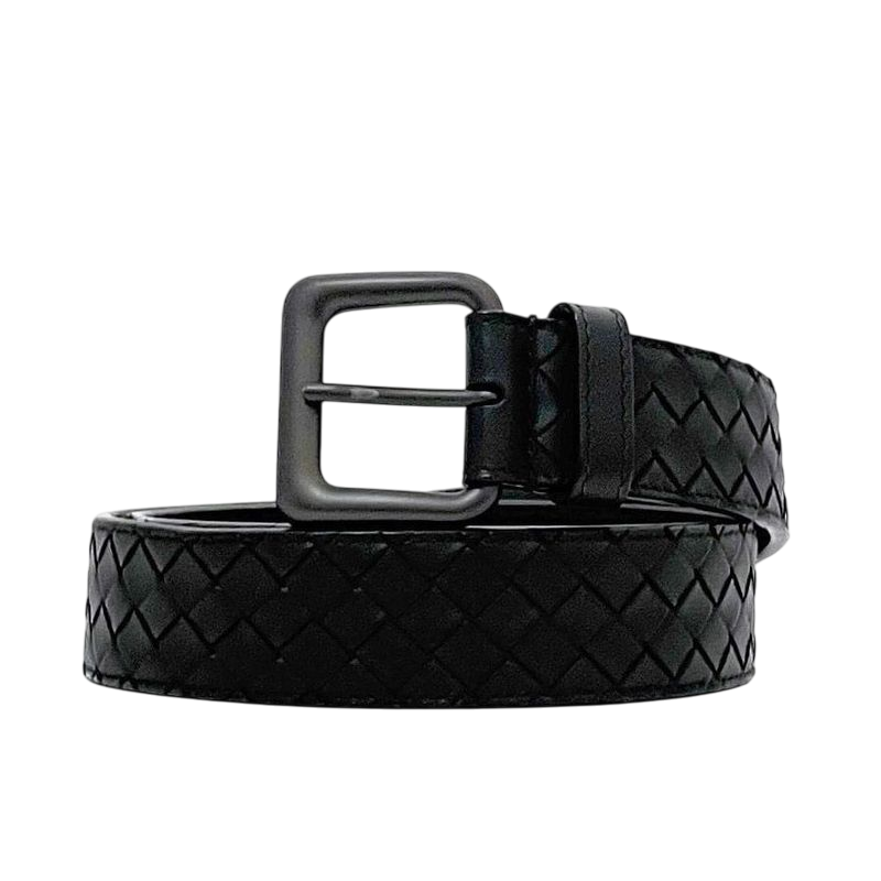 Bottega Veneta Belt Black Intrecciato Excellent Condition 84cm (33.07in) 34mm