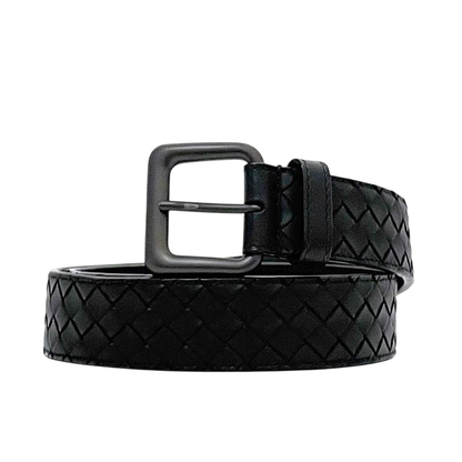 Bottega Veneta Belt Black Intrecciato Excellent Condition 84cm (33.07in) 34mm