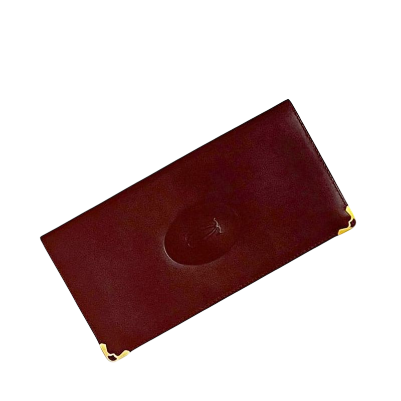Cartier Bifold Wallet Bordeaux Burgundy Must Wallets Excellent Condition Leather
