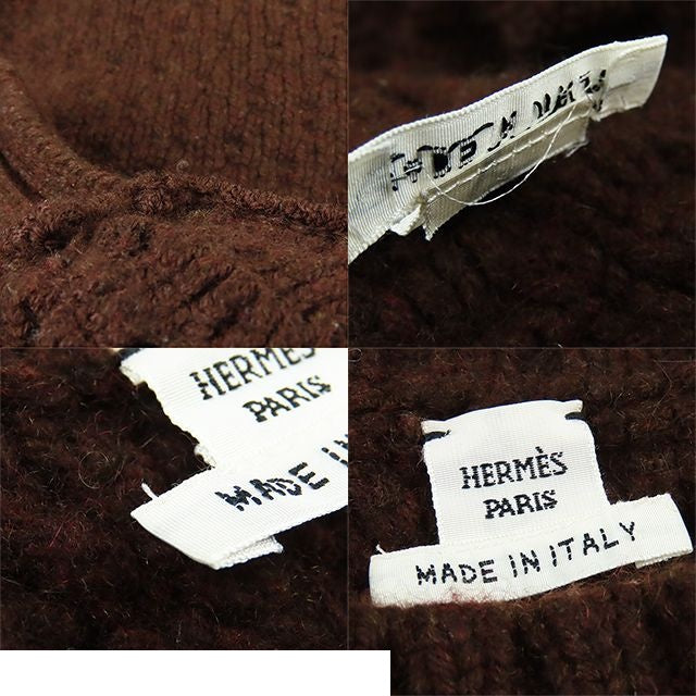Hermes Knit Brown Cashmere Wool Allan Pattern Top Sweater 34 — view 8