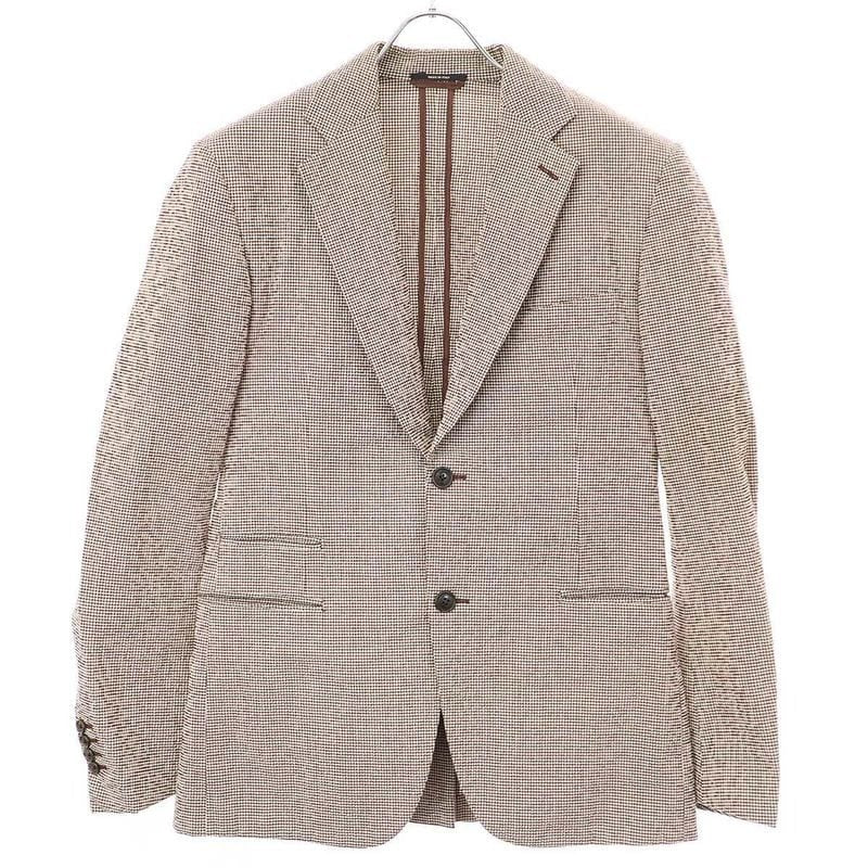 Hermes 18 SS Checked Seersucker Tailored Jacket Brown 46