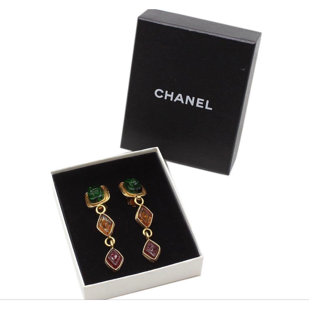 Chanel CC Logo Gripois Swing Earrings — view 2