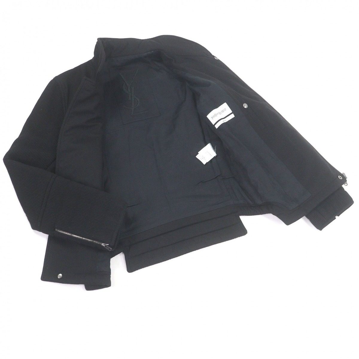 Saint Laurent Yves Stefano Pilati Era Lining Big YSL Embroidery Jacket Black 44 — view 3