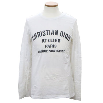 Dior Atelier Logo Long Sleeve T-Shirt 043 J611 A0589 M Size White Cotton