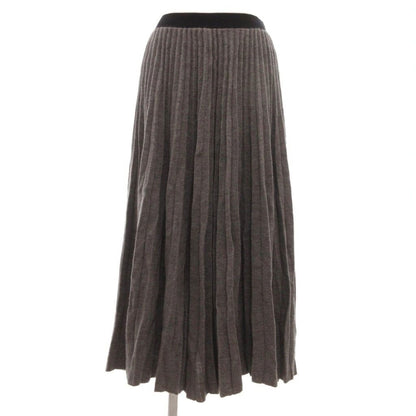 Celine Skirt Wool S Pleated Knit Long Length Gray ML GY06