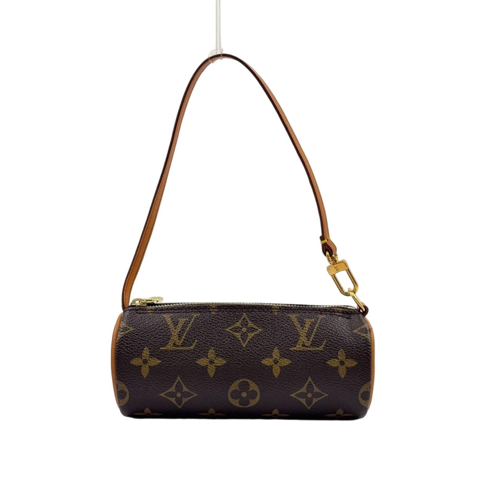 Louis Vuitton Monogram Papillon Attachment Leather Brown Pouch Gold