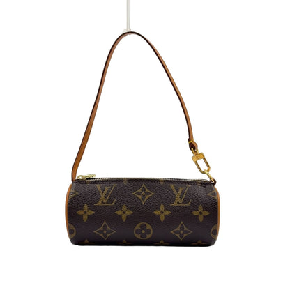 Louis Vuitton Monogram Papillon Attachment Leather Brown Pouch Gold