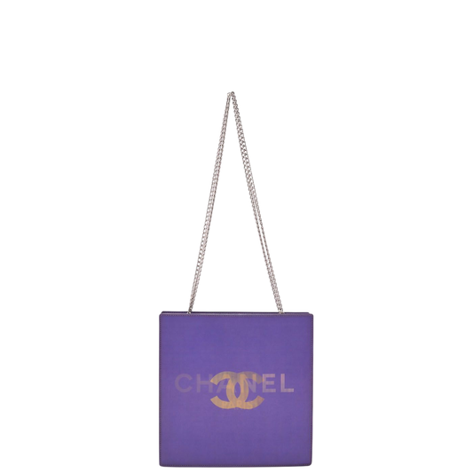 Chanel Shoulder Bag Coco Mark Logo Hologram Purple Silver Hardware Women's Bag