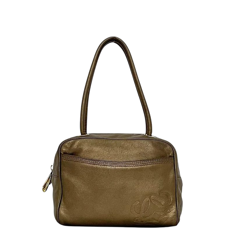 Loewe Handbag Gold Brown Anagram Excellent Condition Nappa Leather Preowned