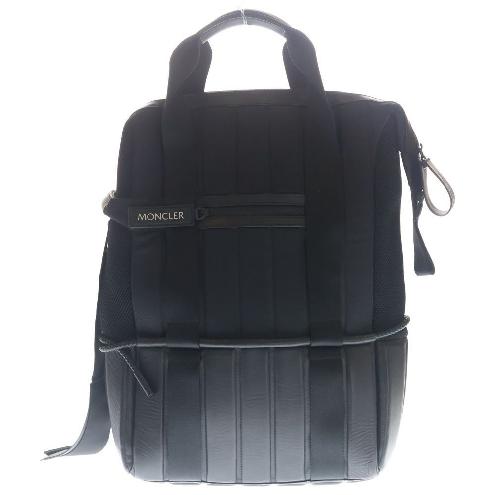 Moncler Backpack Leather Ruba Logo Black
