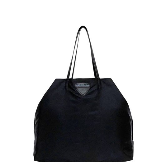 Prada Tote Bag Black NERO Excellent Condition Nylon Leather Preowned 255