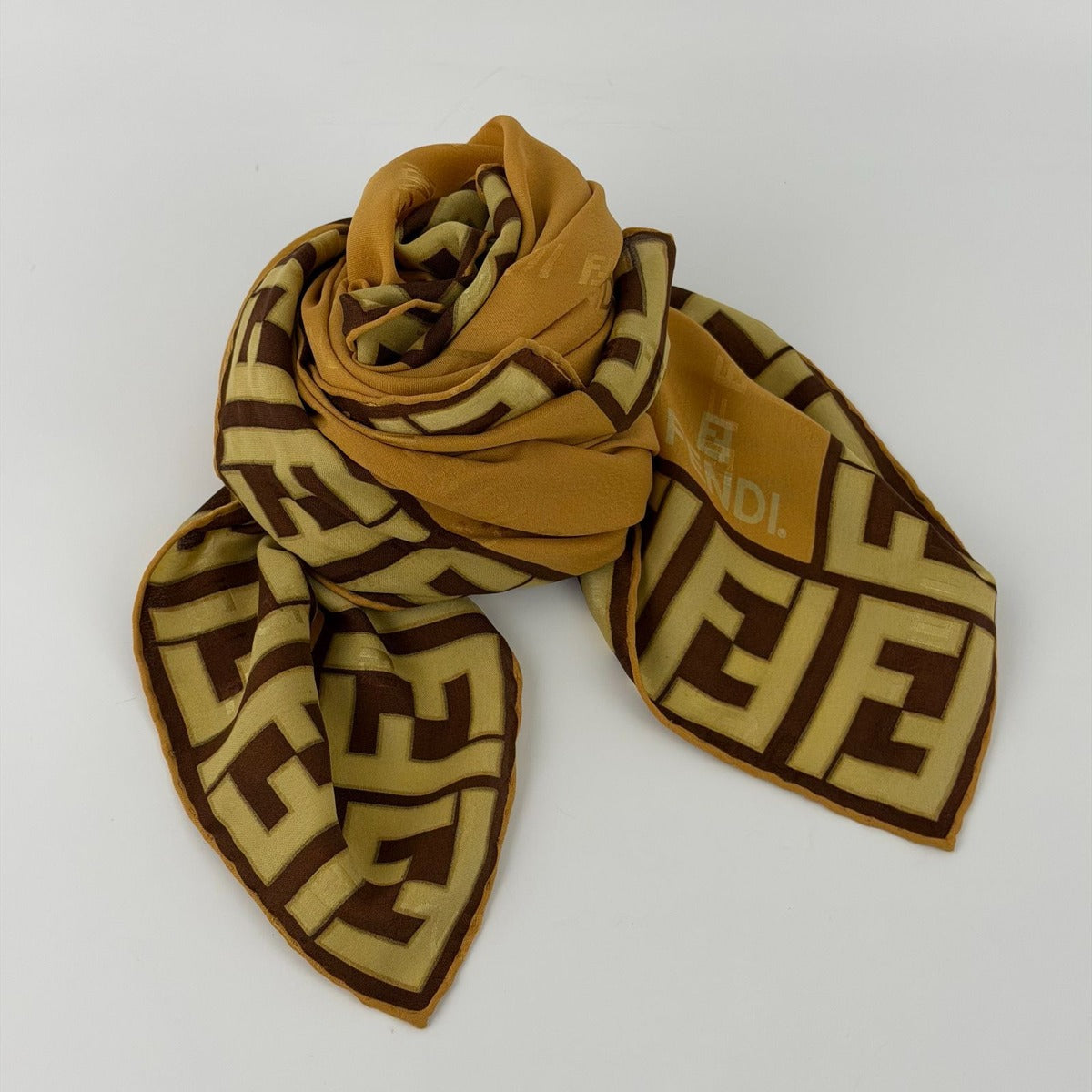 Fendi Scarf Brown Silk Vintage