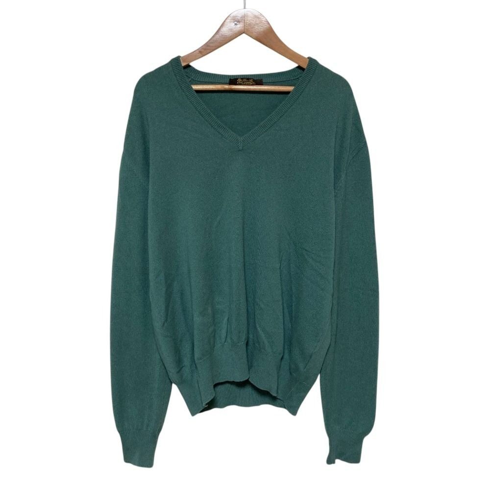 Loro Piana Baby Cashmere 100% V-neck Knit Top Green Sweater