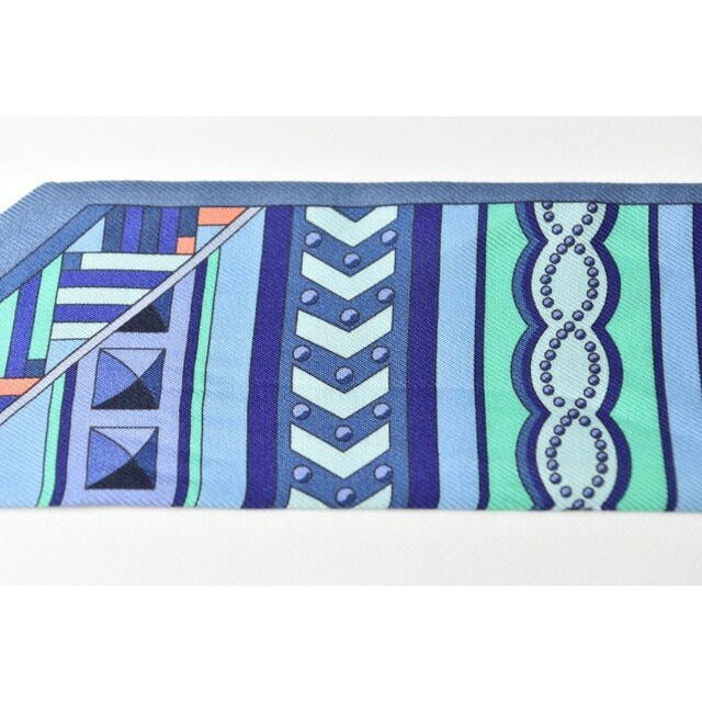 Hermes Twillye Scarf Silk Twill Medor Motif Blue Multi — view 5