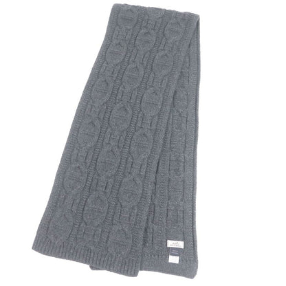 Hermes Faubourg 100% Cashmere Chaine D'ancre Pattern Knit Scarf Dark Gray Made