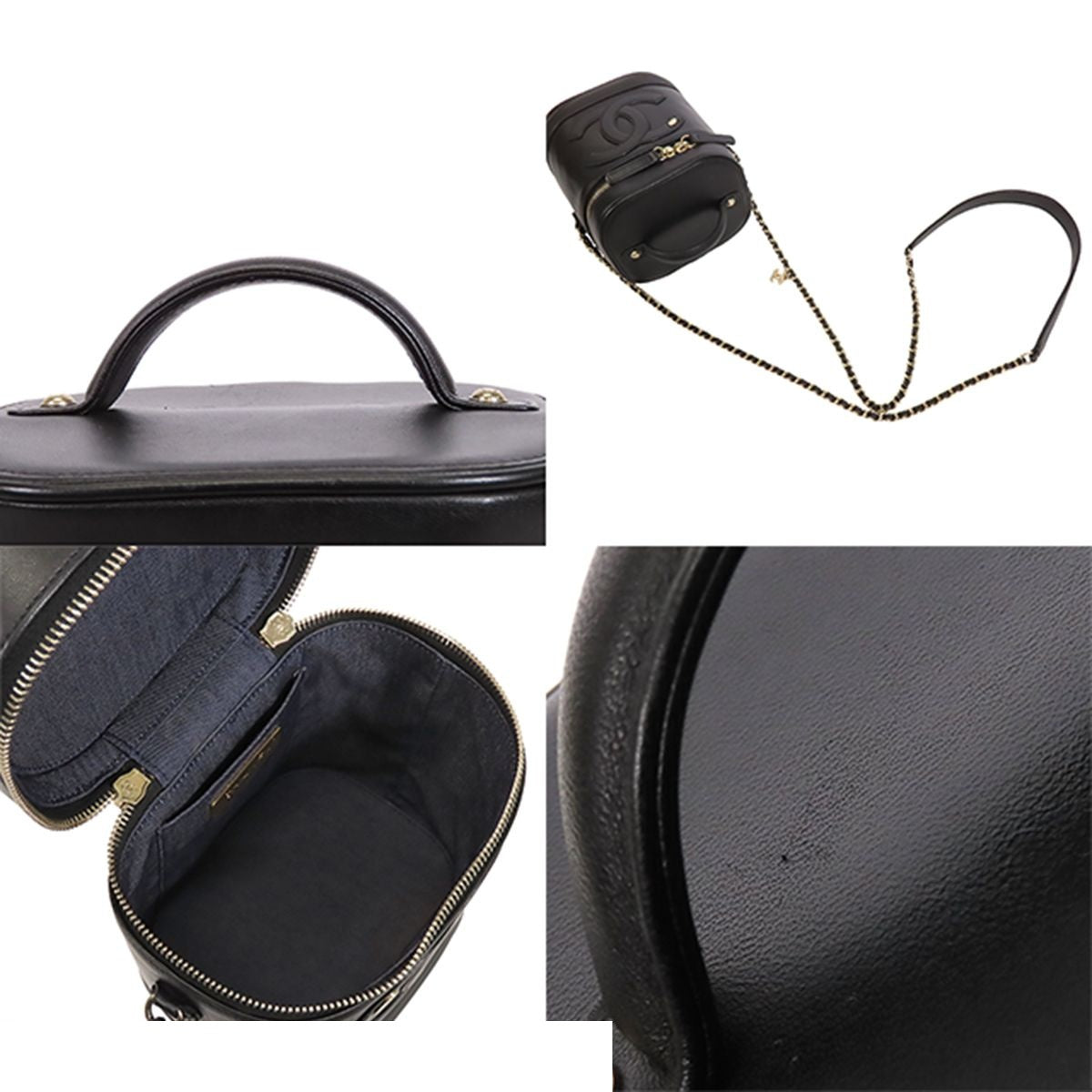 Chanel Vanity Black Gold Lambskin 2-Way Chain CC Logo Shoulder Bag — view 4