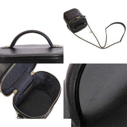 Chanel Vanity Black Gold Lambskin 2-Way Chain CC Logo Shoulder Bag — view 4