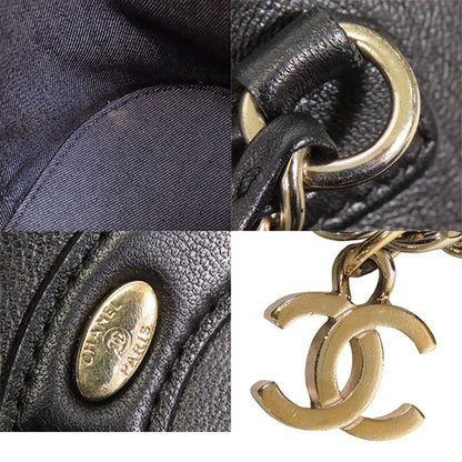 Chanel Vanity Black Gold Lambskin 2-Way Chain CC Logo Shoulder Bag — view 8