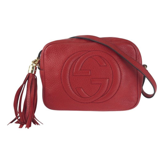 Gucci Soho Tassel Red Gold Hardware Leather 308364 Shoulder Bag Pochette Women