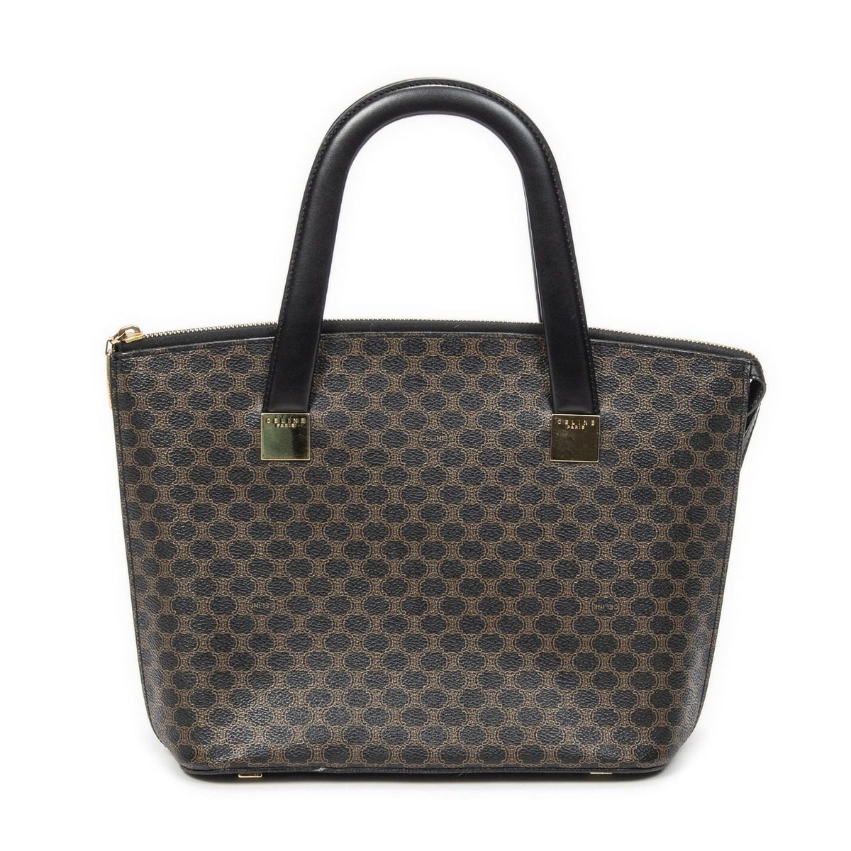 Celine Zip Top Handle Black Brown Macadam Canvas — view 5