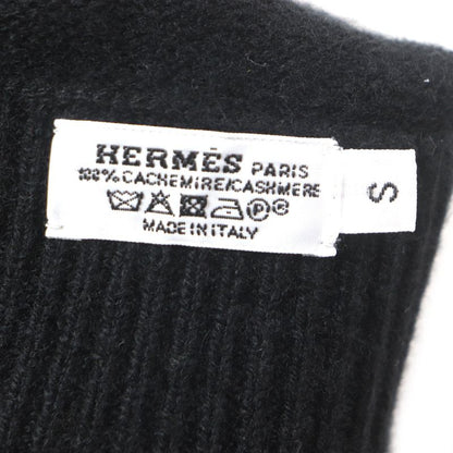 Hermes 17202g 100% Cashmere NOIR Black H Pattern Knitting Gloves Black S Made