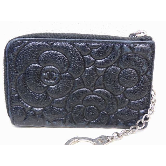 Chanel Camellia Leather Coin Purse with Key Ring Some Parts Are — view 2