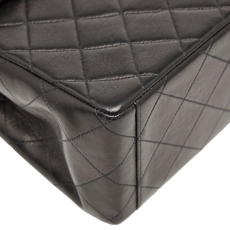 Chanel Coco Mark Deca Matelasse 34 Crossbody Chain Shoulder Bag Black Leather