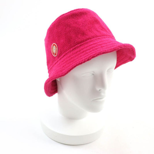 Hermes Davis Hat 100% Cotton Pile Bucket Hat With Logo Patch Shocking Pink 57