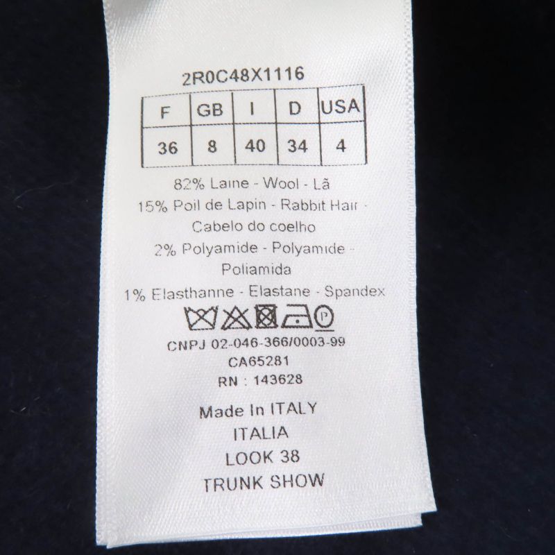 Christian DIOR 2r0c48x1116 Wool Rabbit Blend Sailor Collar Jacket Navy 40 Made