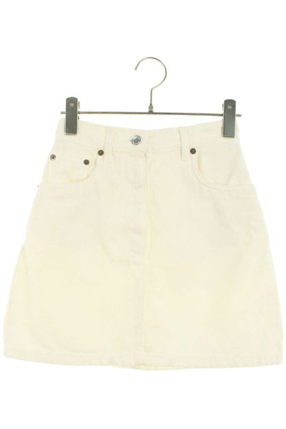 Prada Gfd177 Triangle Logo Plate Denim Mini Skirt Women 36