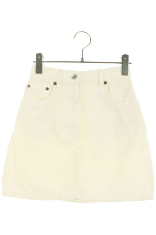 Prada Gfd177 Triangle Logo Plate Denim Mini Skirt Women 36