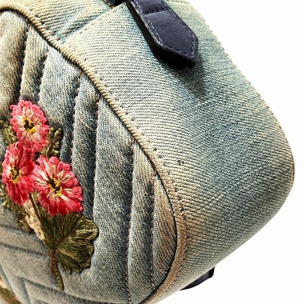 Gucci GG Marmont 447632 Denim Embroidered Bag Shoulder Bag Women
