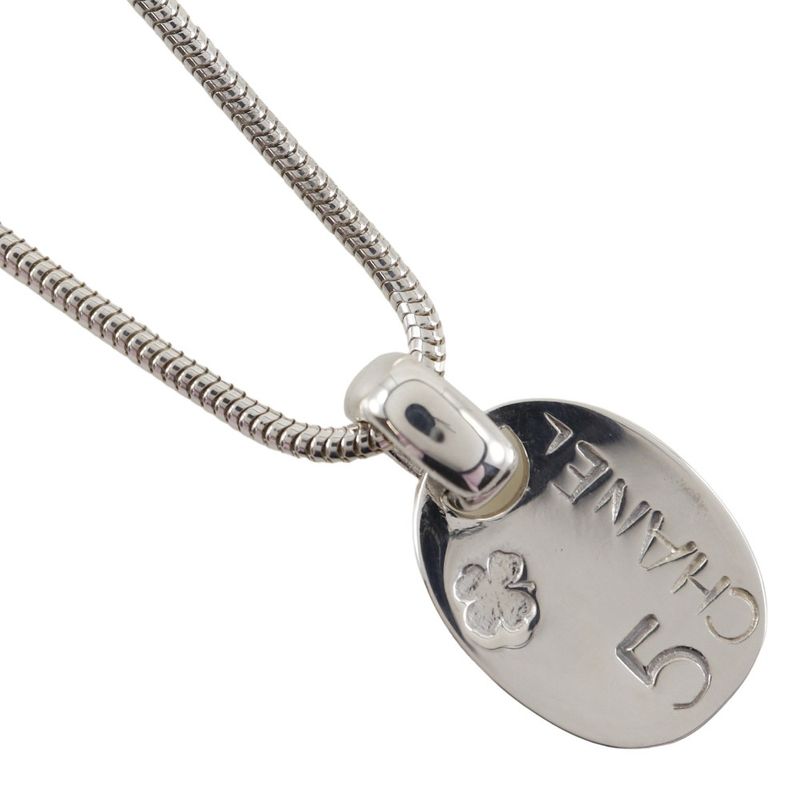 Chanel Icon NO.5 Clover Snake Chain Silver 925 Ladies 12.1g Necklace